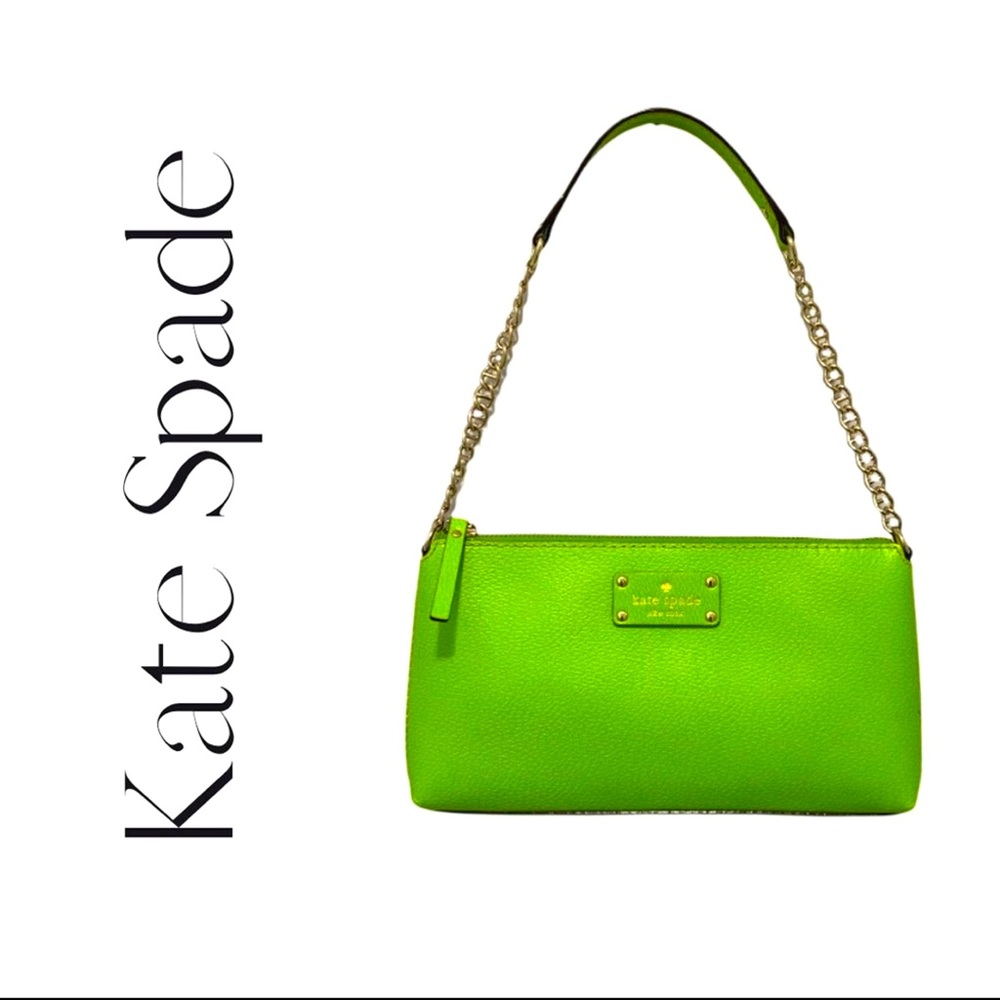 Kate Spade Byrd Wellesley Green Vine Leather Small Shoulder Bag